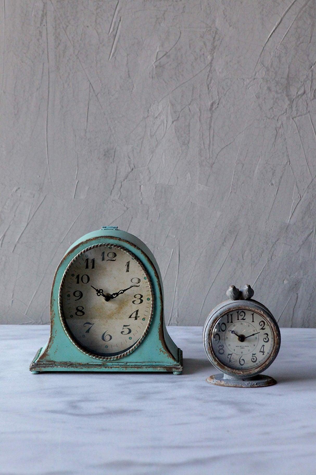 Creative Co-Op Metal Mantel Clock with Aqua Finish Creative Co-Op