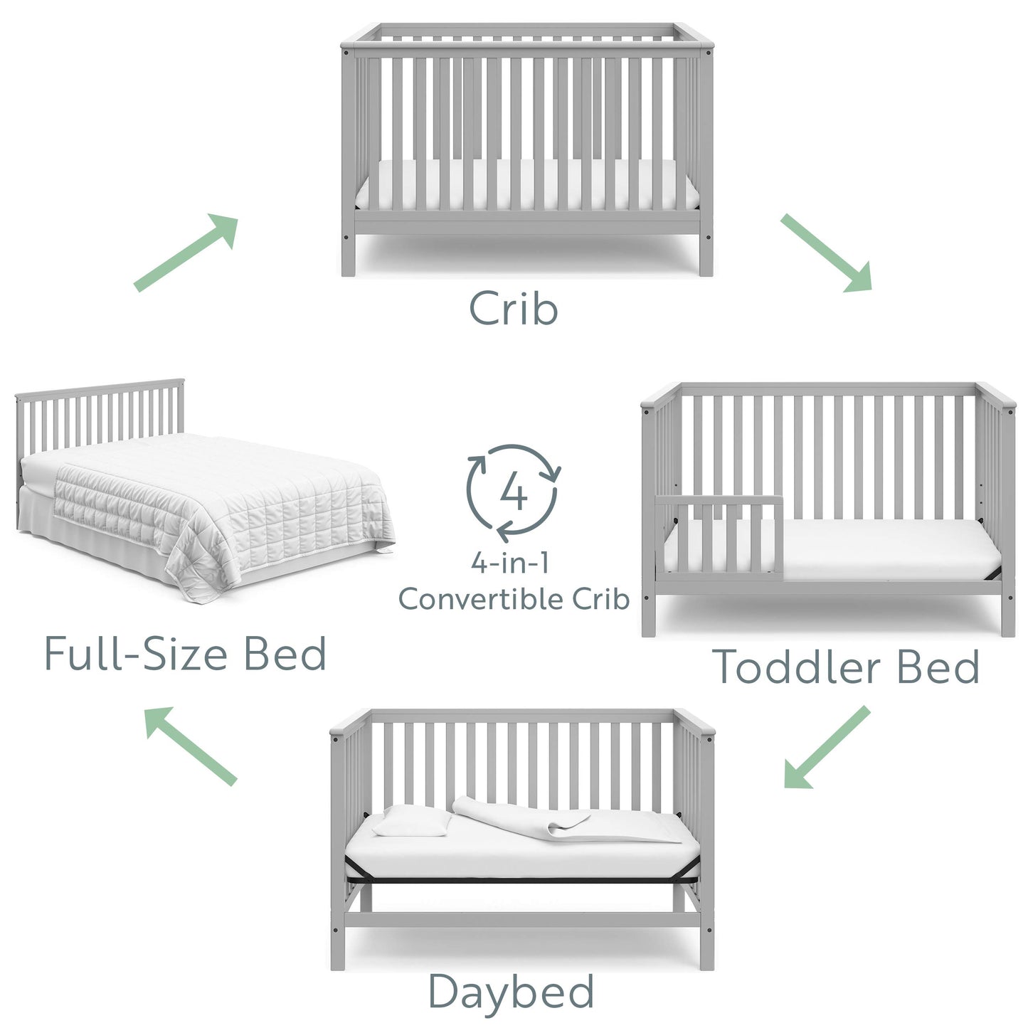 Storkcraft Hillcrest 4-in-1 Convertible Crib (Natural) - Converts to Daybed, Toddler Bed, and Full-Size Bed, Fits Standard Full-Size Crib Mattress, Adjustable Mattress Support Base - WoodArtSupply