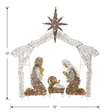National Tree Company Pre-lit Artificial Christmas Décor - Includes Pre-strung White Mini White Lights and Ground Stakes - Crystal Holy Family Nativity - 6 ft National Tree Company