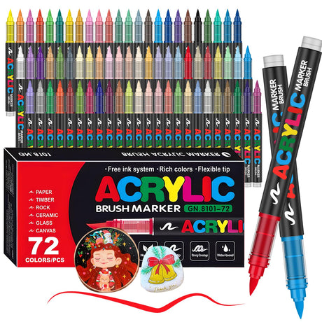Amamao 72 Colors Acrylic Paint Markers, Soft Brush Tip Paint Pens and Paint Markers, Acrylic Paint Pens for Wood, Stone, Canvas, Glass, Fabric, Egg, Rock Painting and DIY Crafts Art Supplies Amamao