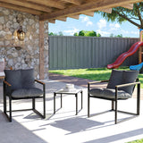 3D MATRIX Patio Furniture Set, 3 Piece Bistro Patio Sets, Small Bistro Set, Small Balcony Furniture (Gray) 3D MATRIX