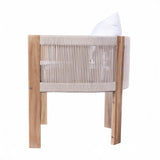 Christopher Knight Home Matera Dining Chair Set of 2, Acacia Wood Outdoor Accent Chair, Farmhouse Patio Kitchen Side Chair, Comfy Reading Chair, Round Backrest and Water Resistant Cushion,Teak+ Beige Christopher Knight Home