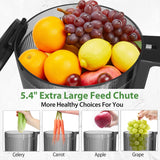 Cold Press Juicer Machines, Floisdace 5.4" Self-Feeding Masticating Juicer Fit Whole Fruits & Vegetables, 350W Professional Slow Juices Extractor Easy to Clean, BPA Exclude-Black Floisdace