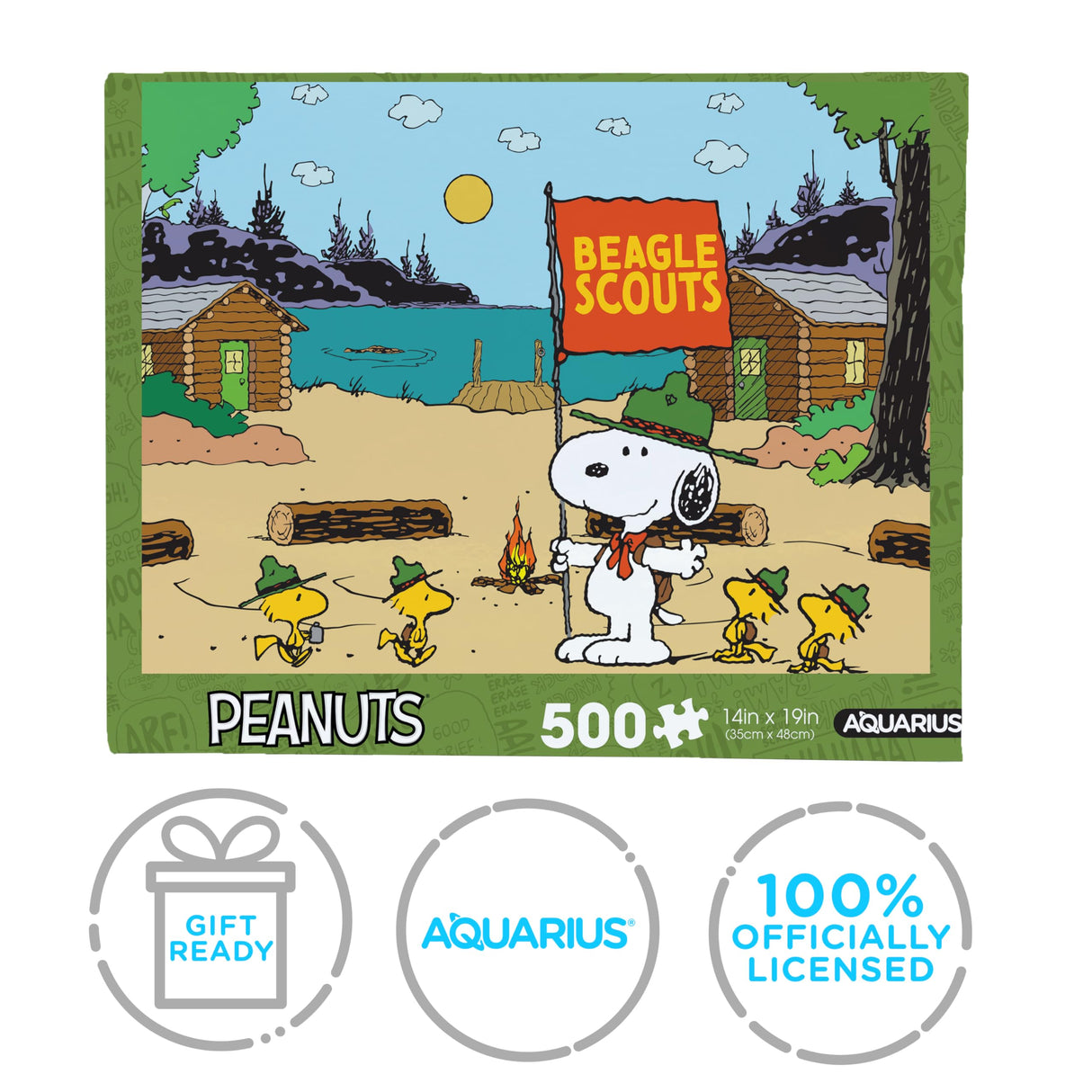 AQUARIUS Snoopy Camp Beagle Scouts 500pc Puzzle (500 Piece Jigsaw Puzzle) - Glare Free - Precision Fit - Officially Licensed Peanuts Merchandise & Collectibles - 14x19 Inches AQUARIUS