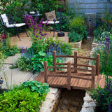 Giantex 5 FT Wooden Garden Bridge, Stained Wood Arc Footbridge with Railings, 400 lbs Capacity, Decorative Pond Bridge for Outdoor Garden Yard Backyard Creek Farm (Brown) Giantex