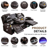 DRMBOOK RV Power Loveseat Recliner Sofa, Faux Leather 3-Seater Wall Hugger Reclining Sofa, Home Theater Seating Chair with Cup Holders, 3 Person Couch RV Furniture for Living Room, Brown DRMBOOK