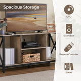 Yaheetech Industrial TV Stand for 55 Inch TV, Entertainment Center Media Console Table with Open Storage for Living Room, Wood Modern Furniture, Gray Yaheetech