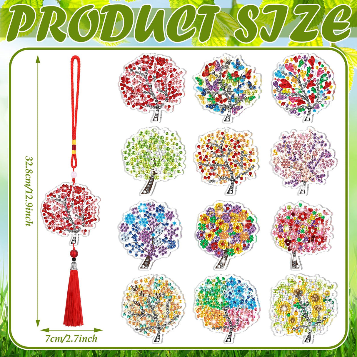 JenPen Diamond Painting Car Ornaments Diamond Art Kit for Adult Double Sided Painting Hanging Ornament Garden Decoration Crystal Gem Paint DIY Kit JenPen