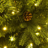 Goplus 8ft Pre-Lit Artificial Christmas Tree, Premium Spruce Hinged Tree 600 LED Lights and Pine Cones, Xmas Tree for Holiday Indoor Décor Goplus