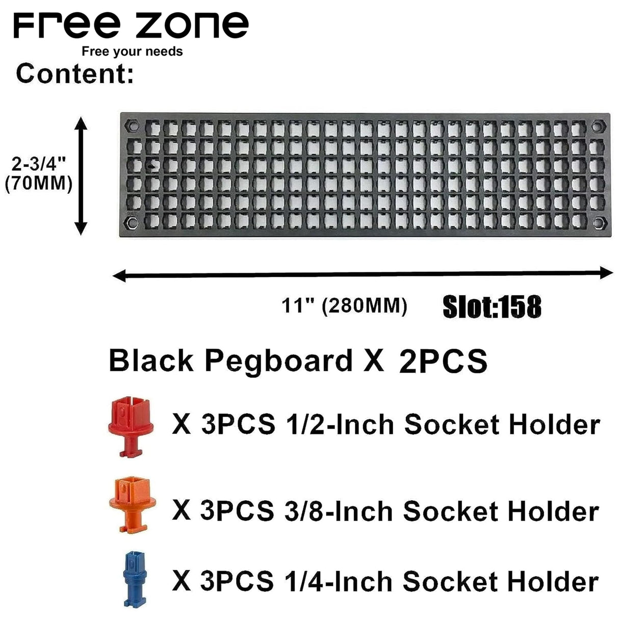 FREE ZONE - Bit Organizer Set (Black) | 158 Hole Bit Storage | 1/4 Inch Hex Bit & Drive Bit Adapter Storage | Screwdriver Toolbox Organizer | Tools are Not Included FREE ZONE Free your needs