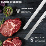 MOSAIC Electric Knife, Electric Carving Knife with 2 Serrated 8” Stainless Steel Blades, Eject Button and Handle Easy Grip for Carving Meats, Turkey, Poultry, Bread, Crafting Foam MOSAIC