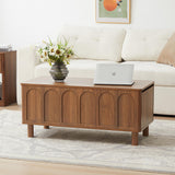 Lift Top Coffee Table with Arched Finish, Modern Coffee Table with Lifting Tabletop & Hidden Storage, Wood Center Table for Living Room,Convenient for Dining, Gaming or Working (Walnut) YUCHIATH