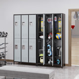 Anxxsu Metal Locker with 6 Doors Employees Locker, Metal Storage Locker with Hooks, 71" Storage Cabinet Lockers for Employees, Home, Office, Gym Requires Assembly (6 Doors, Black Grey) Anxxsu