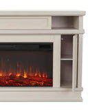 Real Flame Torrey 60” Electric Fireplace TV Stand for TVs up to 60 inches, Entertainment Center with Adjustable Shelves and Hidden Storage, TV Stand for Living Room and Bedroom, Bone White Real Flame
