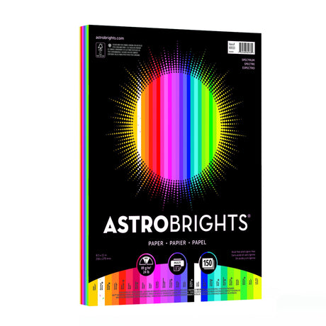Astrobrights Color Paper, 8.5” x 11”, 24 lb/89 gsm,"Spectrum" 25-Color Assortment, 150 Sheets (80933-01) Astrobrights