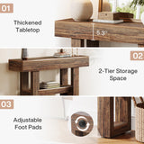 Tribesigns 41.34-Inch Farmhouse Console Table, 2-Tier Narrow Sofa Table Behind The Couch, Entryway Furniture with Storage Shelves for Hallway Foyer Living Room, Rustic Brown Tribesigns