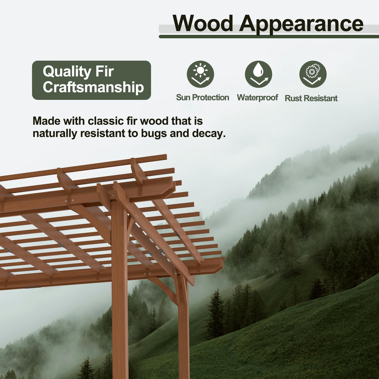 Jaxilyn 14'x12' Wood Pergola,Outdoor Wood Gazebo Grape, Durable, Quality Supported Structure Entertaining Outdoor Wooden Pergola for Climbing Plant Support at Garden, Patio, Backyard, Deck, Brown Jaxilyn