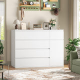FOTOSOK White Dresser with 19.5'' Deeper Depth, White Chest of Drawers Modern Dresser for TV Stand, Nursery Dresser Wide Storage Chests of Drawer with Door, Deep Drawers and Wide Storage Space FOTOSOK