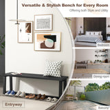 Giantex 56.5" L Wood Dining Bench, Industrial Table Bench w Metal Frame, Adjustable Footpads, 440LBS Load Capacity, Farmhouse Bench for Kitchen, Dining, Living Room, Entryway (Black, Rectangular) Giantex