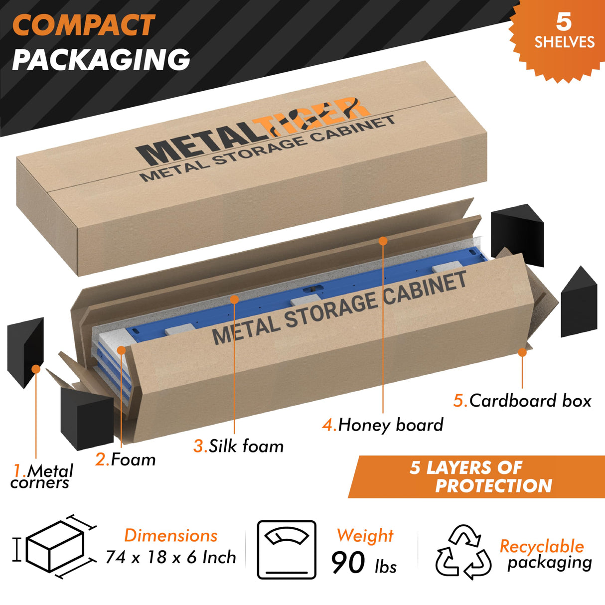 METALTIGER Metal Storage Cabinet with Digital Lock | Garage Storage Cabinet | Pegboard | 71" Lockable Tool Cabinet | Locking Cabinets (Dark Blue) METALTIGER