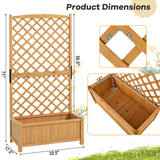 Safstar Raised Garden Bed with Trellis, Indoor & Outdoor Wood Elevated Plant Container with Diamond Shaped Trellis & Drain Hole, Above Ground Garden Bed for Vine Climbing Plants in Garden Balcony Yard S AFSTAR