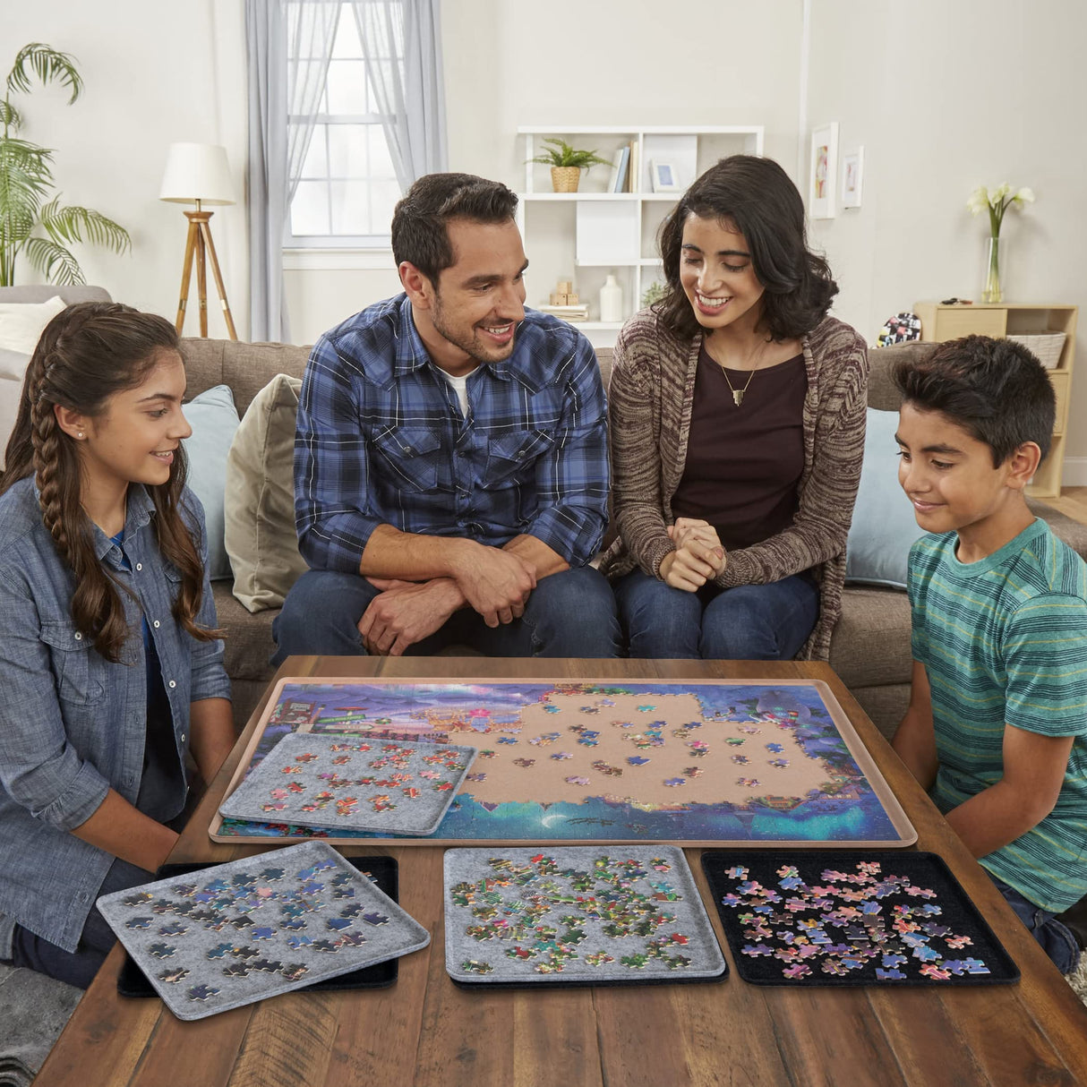 Lavievert Jigsaw Puzzle Board with 6 Sorting Trays, Lightweight Portable Felt Puzzle Mat Puzzle Storage Puzzle Saver for Up to 1000 Pieces - Khaki LAVIEVERT