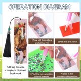 Sitsink Diamond Horse Art Kits - 6 Pc Diamond Painting Bookmarks with Tassels, Acrylic Book Markers for Adults, Horse Lover Gifts Sitsink