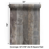 VaryPaper 32''x118'' Large Size Distressed Wood Peel and Stick Wallpaper Shiplap Wood Grain Contact Paper for Countertops Waterproof Self Adhesive Wood Panel Wallpaper for Bedroom Bathroom Accent Wall VaryPaper
