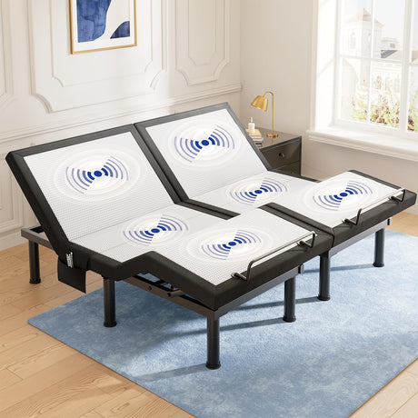 Tami Tami T600 Adjustable Bed Frame Split King Size with Remote & Massage - Syncable Electric Beds Bases, Zero Gravity, Dual Side USB, Nightlight, Quiet Motor, 5 Min Easy Assembly Tami Tami