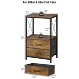 Welfuturer 10 Gallon Aquarium Stand with 2-Tier Shelf Fish Tanks Stand with 2 Drawers Metal Frame Heavy Duty Reptile TurtleTank Stand with Storage for Home Offic Fish Tank Accessories Storage, Brown Welfuturer