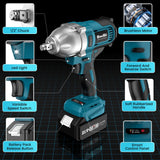 Seesii Cordless Electric Impact Wrench 1/2 inch for Car Home, 665Ft-lbs(900N.m) Brushless, 3300RPM High Torque Gun w/ 2x 4.0Ah Battery,Charger & 6 Sockets, WH710 Seesii