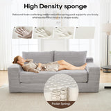 70.87" Cloud Loveseat Sofa, Boneless Corduroy Loveseat Couches, Sofa in a Box, 2 Seater Deep Seat Couch with Convertible Sofa Bed for Apartment, Office, Living Room, No Assembly Required (Light Grey) atosela