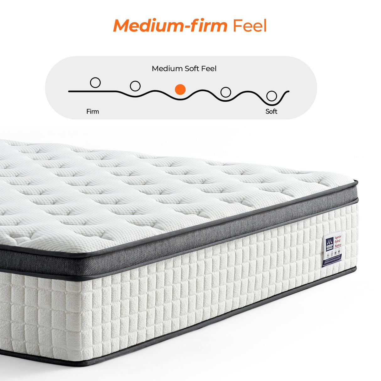 Vumece 14 Inch King Size Mattress in a Box, Luxurious Hybrid Mattress with Pressure Relieving Memory Foam and Individual Pocket Innerspring Coils for Balanced Feel, CertiPUR-US Certified Vumece