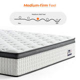 Vumece 14 Inch King Size Mattress in a Box, Luxurious Hybrid Mattress with Pressure Relieving Memory Foam and Individual Pocket Innerspring Coils for Balanced Feel, CertiPUR-US Certified Vumece