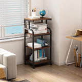 Fannova 4-Tier Printer Stand with Adjustable Storage Shelf, Large Tall Printer Table with Wheels for Home Office Small Spaces Organization, Rustic Brown Fannova
