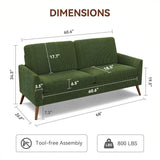 Vipbear 68" Loveseat Sofa - Green, Comfy Corduroy with Spring Cushion, Solid Wood Frame, Modern Deep Seat, Bedroom & Living Room, Office Small Couch Vipbear
