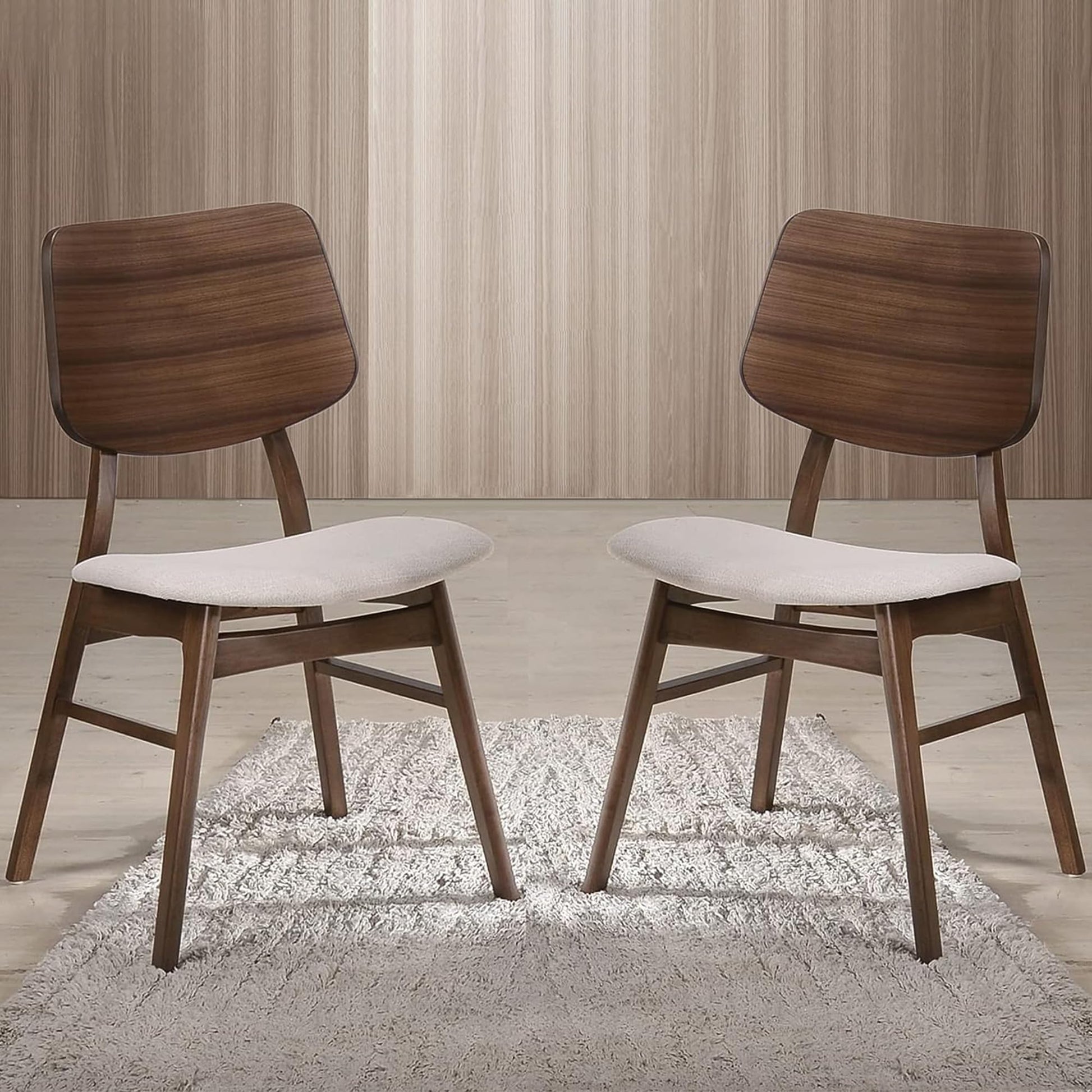 New Classic Furniture Mid-Century Modern Oscar Oval Back Dining Chair, Set of Two, Walnut Brown - WoodArtSupply