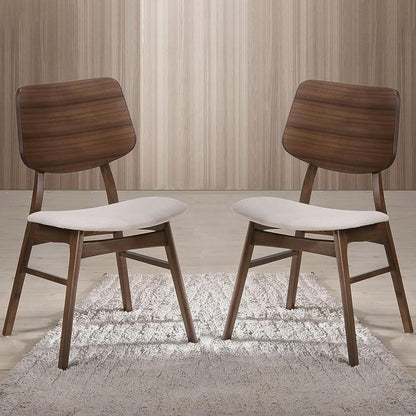 New Classic Furniture Mid-Century Modern Oscar Oval Back Dining Chair, Set of Two, Walnut Brown - WoodArtSupply