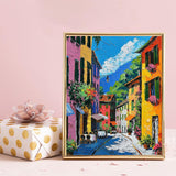 Italian Town Paint by Numbers Kits for Adult Beginners, Mediterranean Style Street Painting Set Italy Tuscan Canvas Painting with Brushes and Acrylic for Home Decor Without Framed 16'' x 20'' SVINOILER