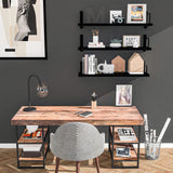 EALLRINEC Floating Shelves - 24 Inch Wall Mounted Set of 3, Rustic Wood Storage Shelves for Living Room (Black) EALLRINEC