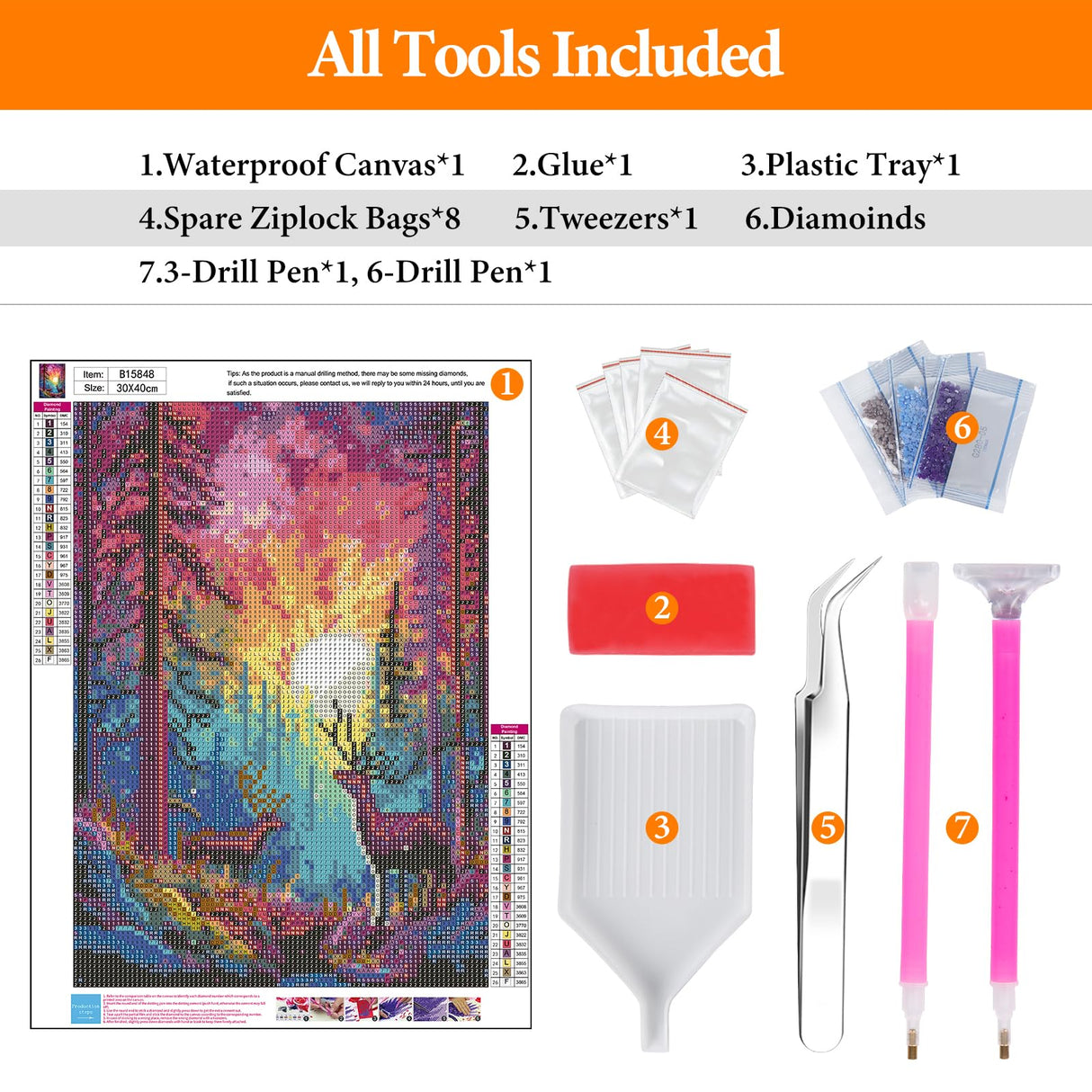 Offito Rainbow Sunset Diamond Art Kits for Adults, Forest Deer Diamond Painting Kits for Beginners, Fantasy Landscape DIY Full Drill Dots Gem Art Paint for Home Wall Decor 12 x 16 Inch Offito