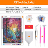 Offito Rainbow Sunset Diamond Art Kits for Adults, Forest Deer Diamond Painting Kits for Beginners, Fantasy Landscape DIY Full Drill Dots Gem Art Paint for Home Wall Decor 12 x 16 Inch Offito