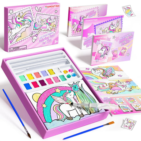 Paint with Water Unicorn Coloring Books for Toddlers,Water Color Paint Set for Teens, Arts and Crafts for Girls Boys Ages 3 4 5 6 7 8+, Birthday Christmas Gift,Travel Toys AMOSTING
