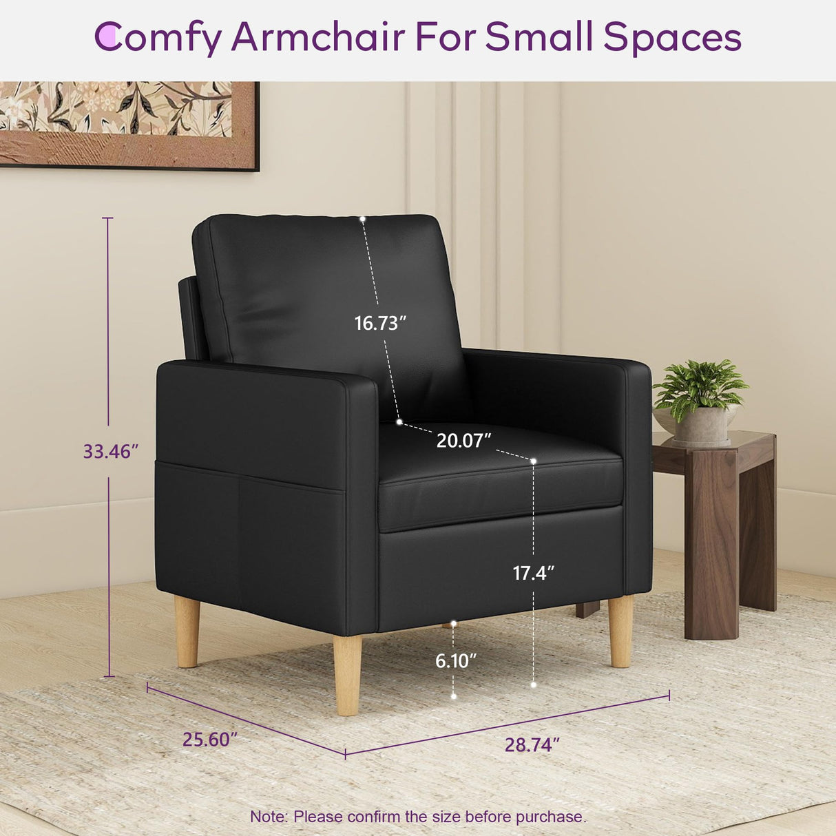 TYBOATLE 66" Black Faux Leather Sofa Couches w/USB, 2 Piece Living Room Set, Mid-Century Modern Tufted Loveseat 2 Seater Office Small Couch Love Seat for Small Space Bedroom Drom Apartment TYBOATLE