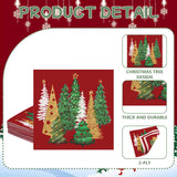 100Pcs Red Pines Trees Paper Napkins Christmas Disposable Party Napkin 6.5" Seasonal Winter Xmas Luncheon Hand Towel for Holiday New Year Party Table Decor AllReal
