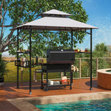 Tangkula 8x5 Ft Grill Gazebo, 2-Tier Barbecue Gazebo with 2 Shelves, 20 Hanging Hooks, Bottle Opener & Storage Basket, Outdoor Grill Canopy for Backyard Garden Poolside (Grey) Tangkula