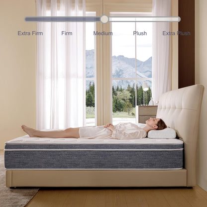 Acochey 12 Inch Full Mattress Memory Foam and Spring Hybrid Mattresses,Medium Firm Feel Grey Mattress in a Box,Quality Comfort and Adaptive Support Breathable Cooling Full Mattresses.