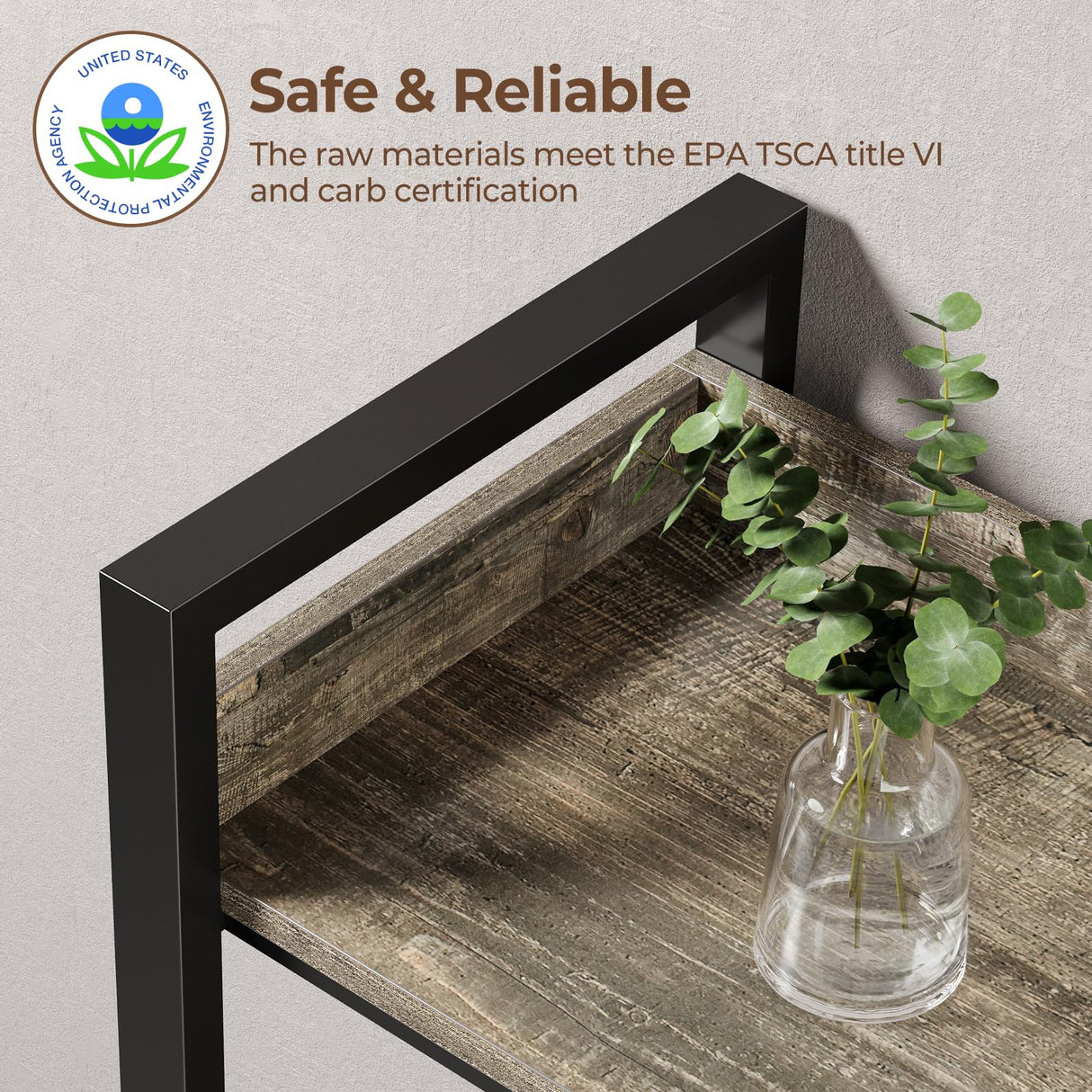 Rolanstar Bookshelf 5 Tiers, Triple Bookcase with Open Display Shelves, Industrial Wide Bookshelf with Metal Frame for Living Room, Office, Grey Rolanstar