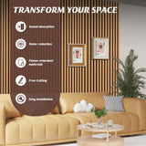 QUEENLINK Wood Slat Wall Panels, 2 Pack Acoustic Panels 47.2" × 23.8", 3D Fluted Sound Absorbing Wall Panel for Home & Office Decor, Noise Reducing Interior Wall Treatment (Oak) QUEENLINK