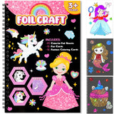 Art & Craft Activity,Foil Craft Princess DIY Fun Art Kits,No Mess Creative Foil Art Kits Set Drawing Game for Kids,Birthday Gifts Crafts Supplies Travel Toys for Girls Boys Ages 4 5 6 7 8 9 Year Old Jectivs